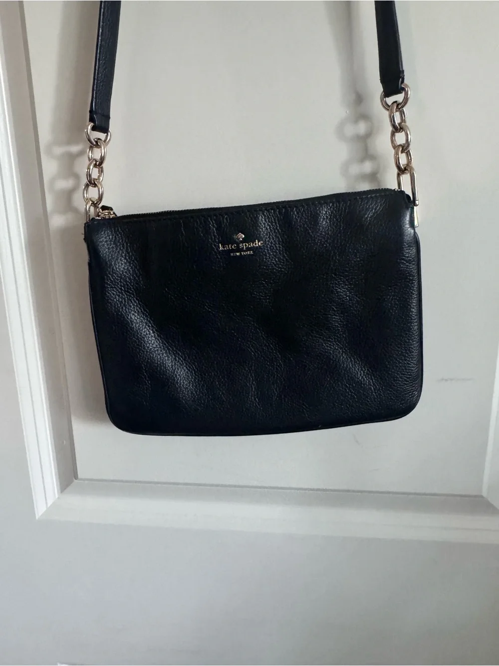 kate spade Black Pebble Leather Crossbody with Gold Hardware